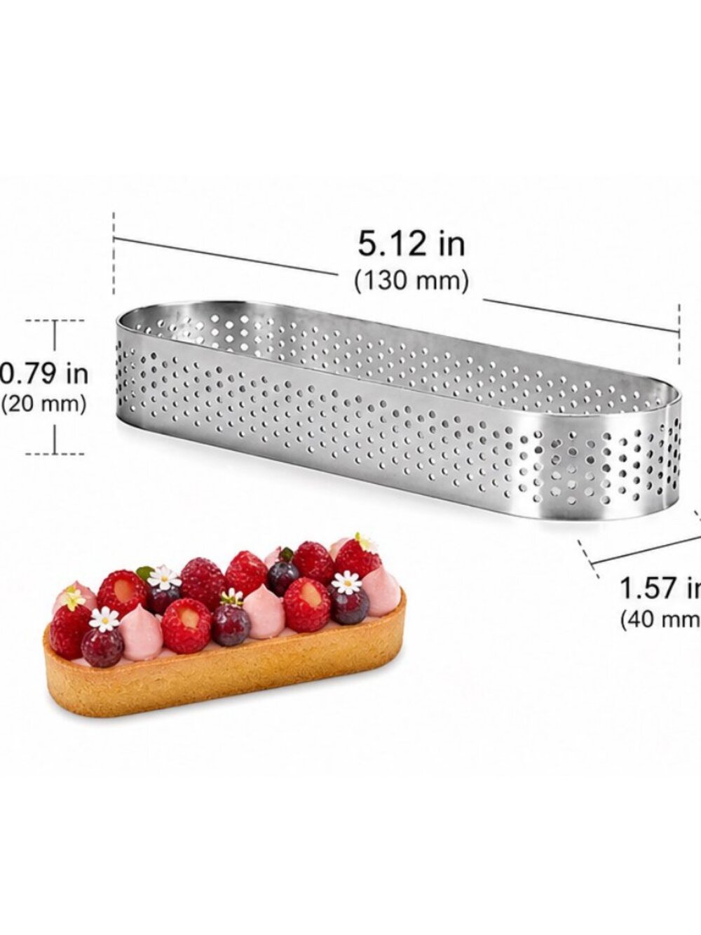 NIB 15-Piece Professional Oval Perforated Tartlet Mold Set - Picture 2 of 12